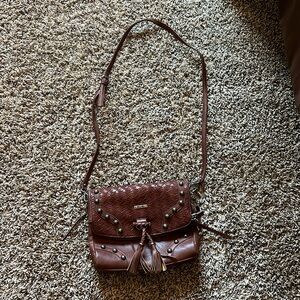 Leather miss me cross body purse
